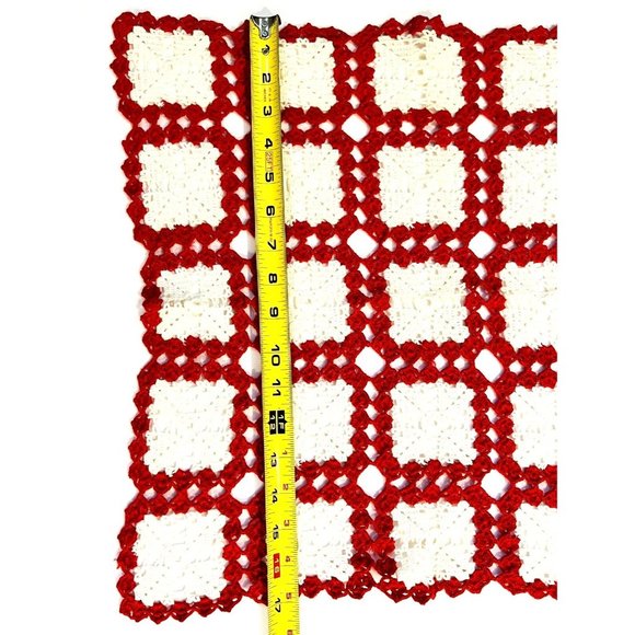 Vintage Set of 3 Crochet Granny Square Pattern Red White 3 Sizes Handmade - Picture 5 of 7